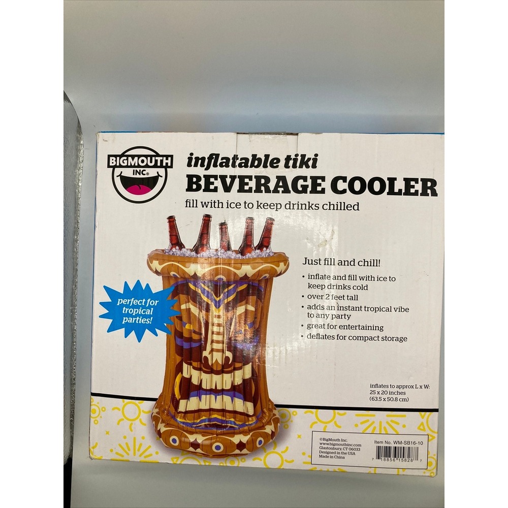Inflatable tiki beverage cooler